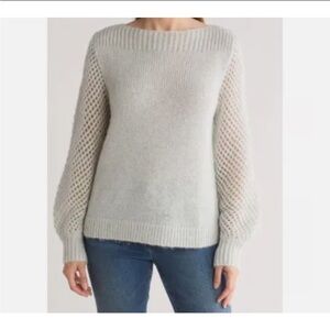 Tommy Bahama Silver/White Knit Sweater with Open Knit Sleeves